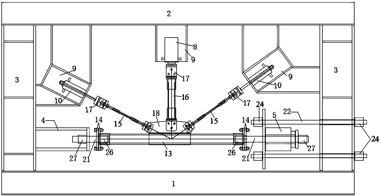 Device and method for multi-directionally loading universal K-shaped nodes