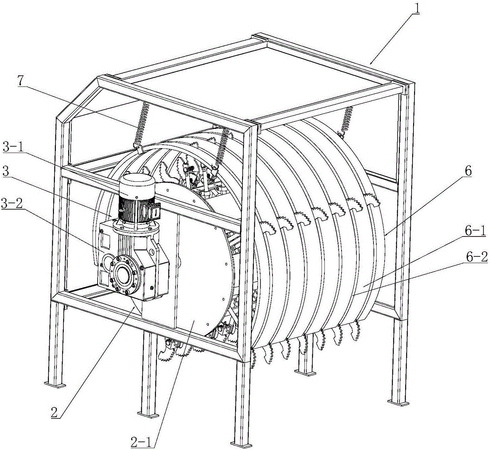 Eccentric bag breaking machine