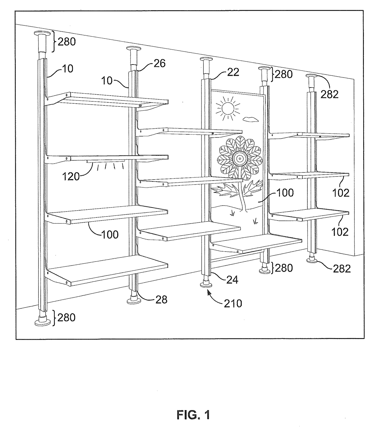 Vertical support for shelving system and shelving system