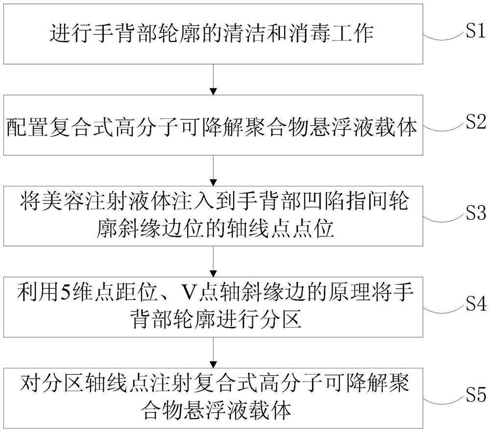 Beauty injection method adopting hand injection for wrinkle removal and collagen regeneration