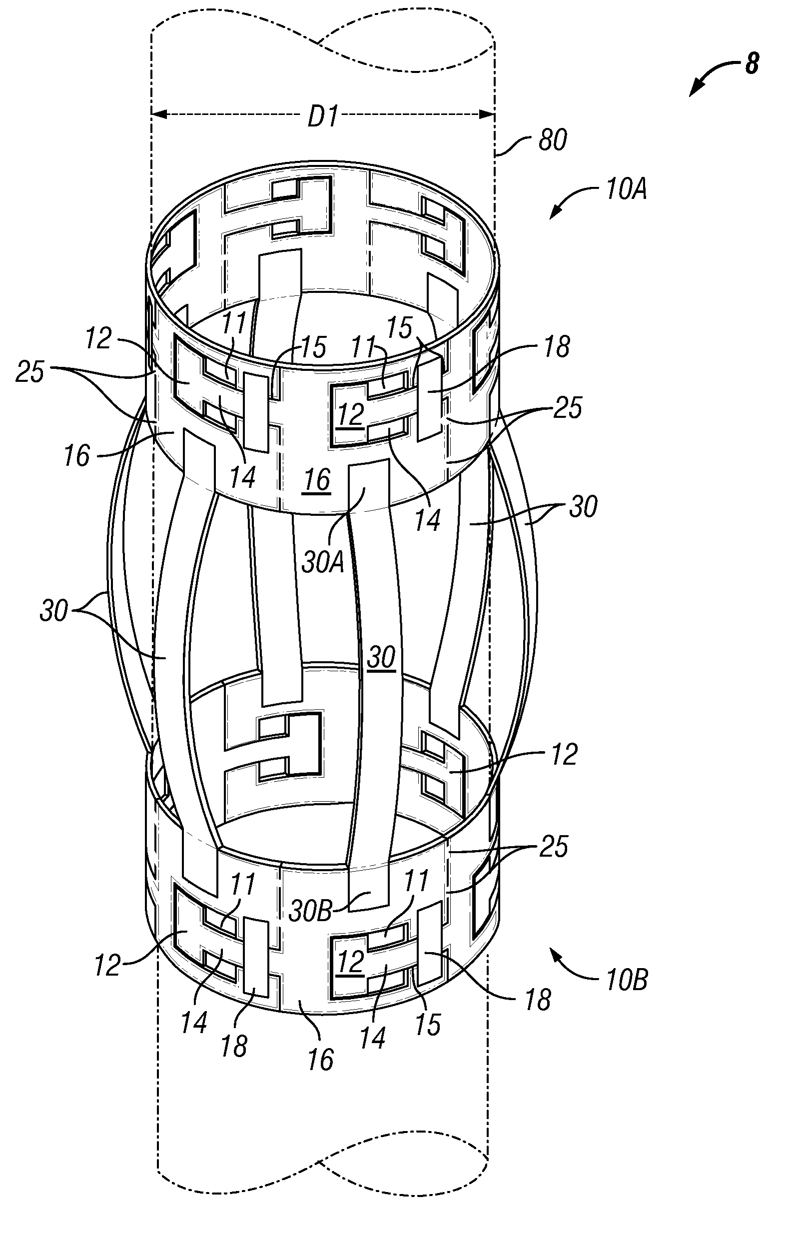 Expandable centralizer for expandable pipe string