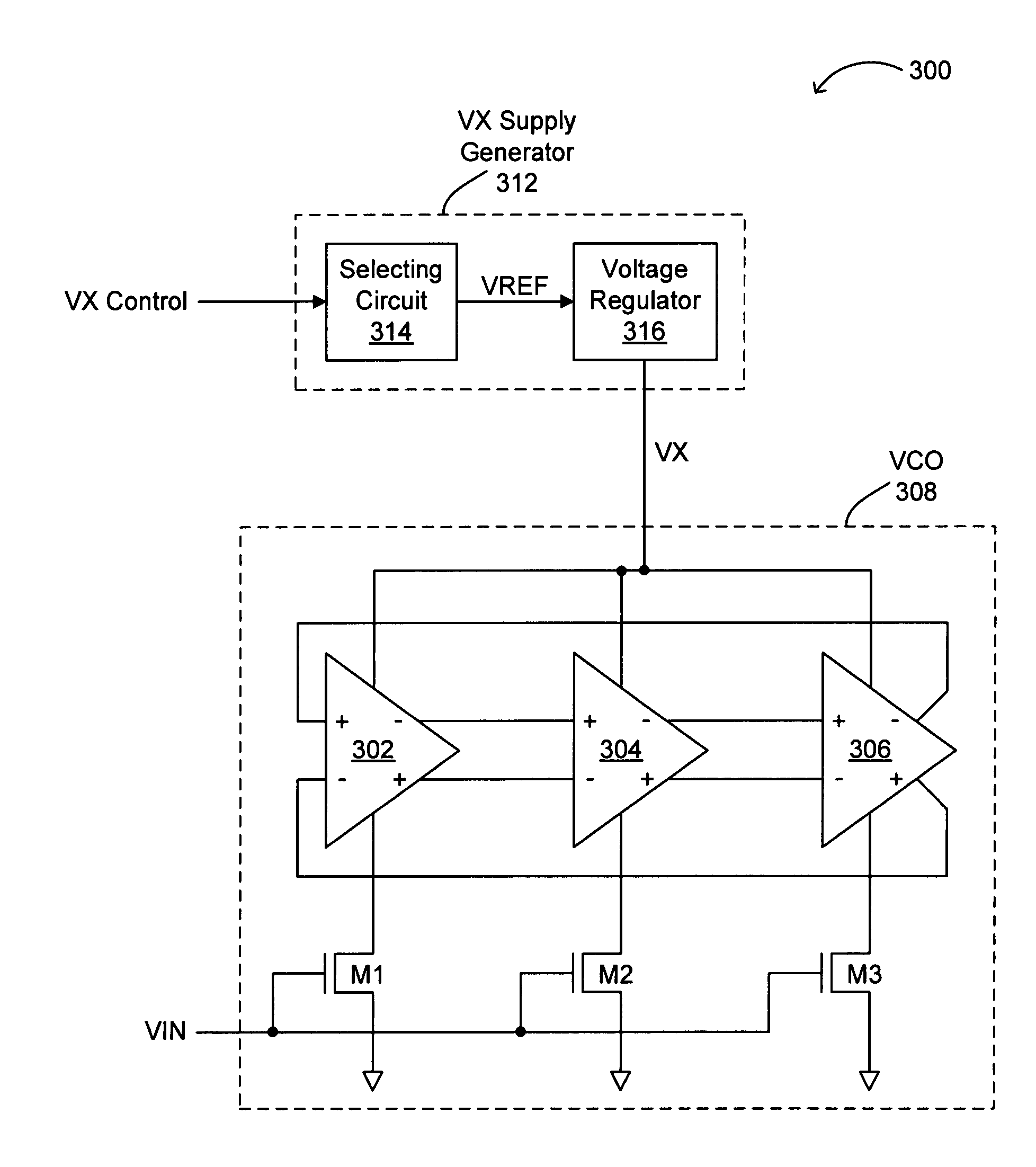 Adjustable supply voltage in a voltage controlled oscillator (VCO) for wide range frequency coverage