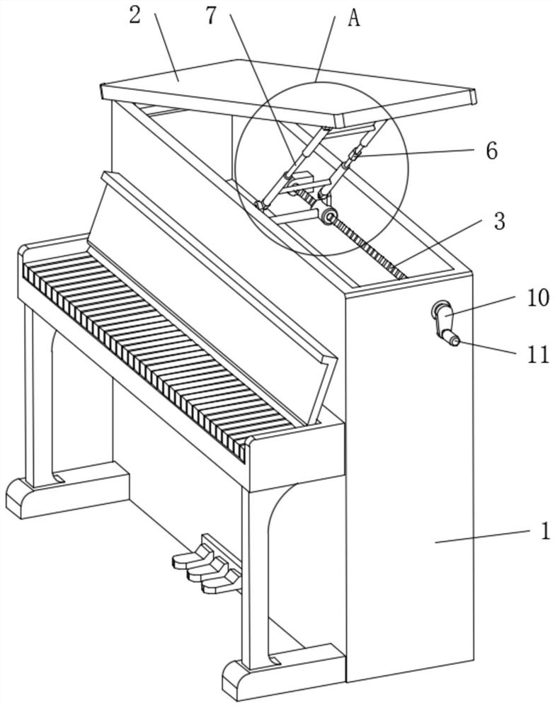 Top cover supporting structure based on vertical piano