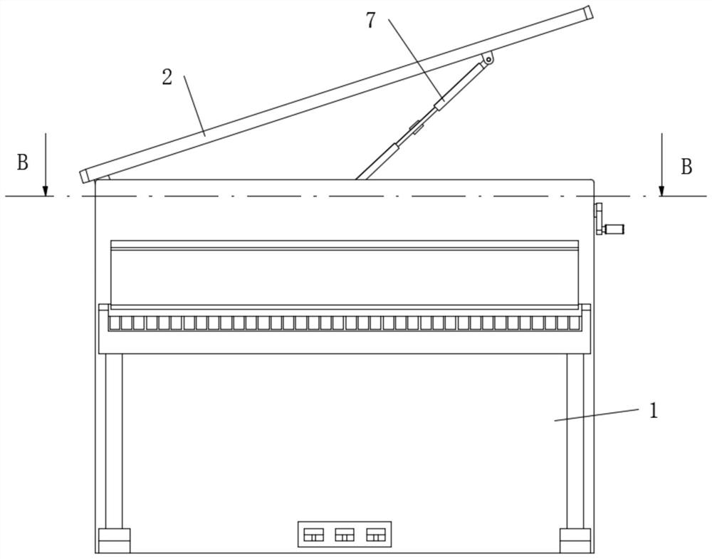 Top cover supporting structure based on vertical piano