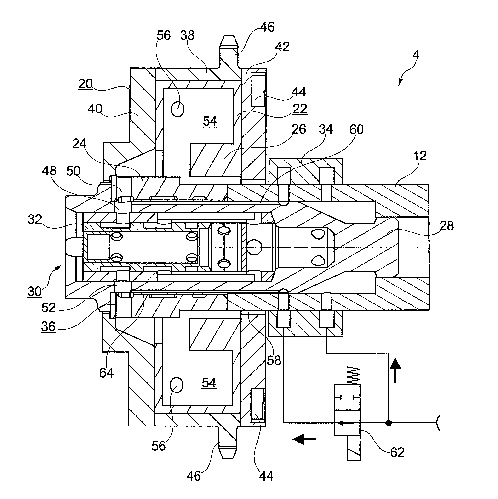 Filling of a volume accumulator in a camshaft adjuster