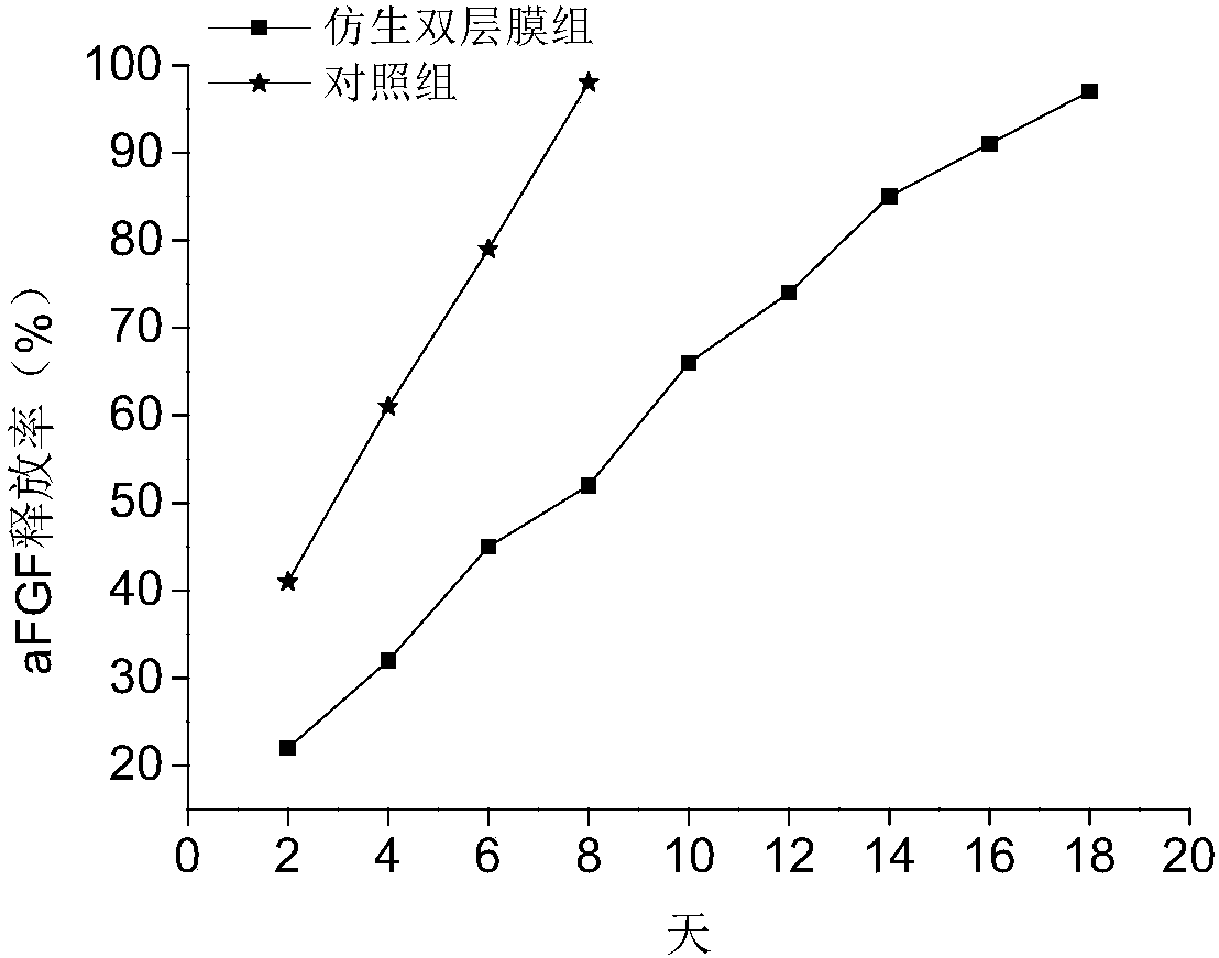 Bionic double-layer sustained-release growth factor film as well as preparation method and application thereof