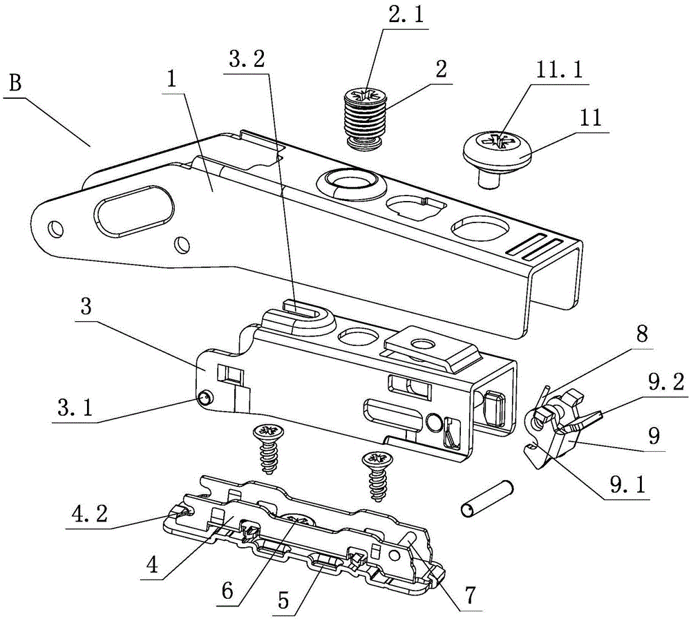 Detachable regulating mechanism of furniture hinge