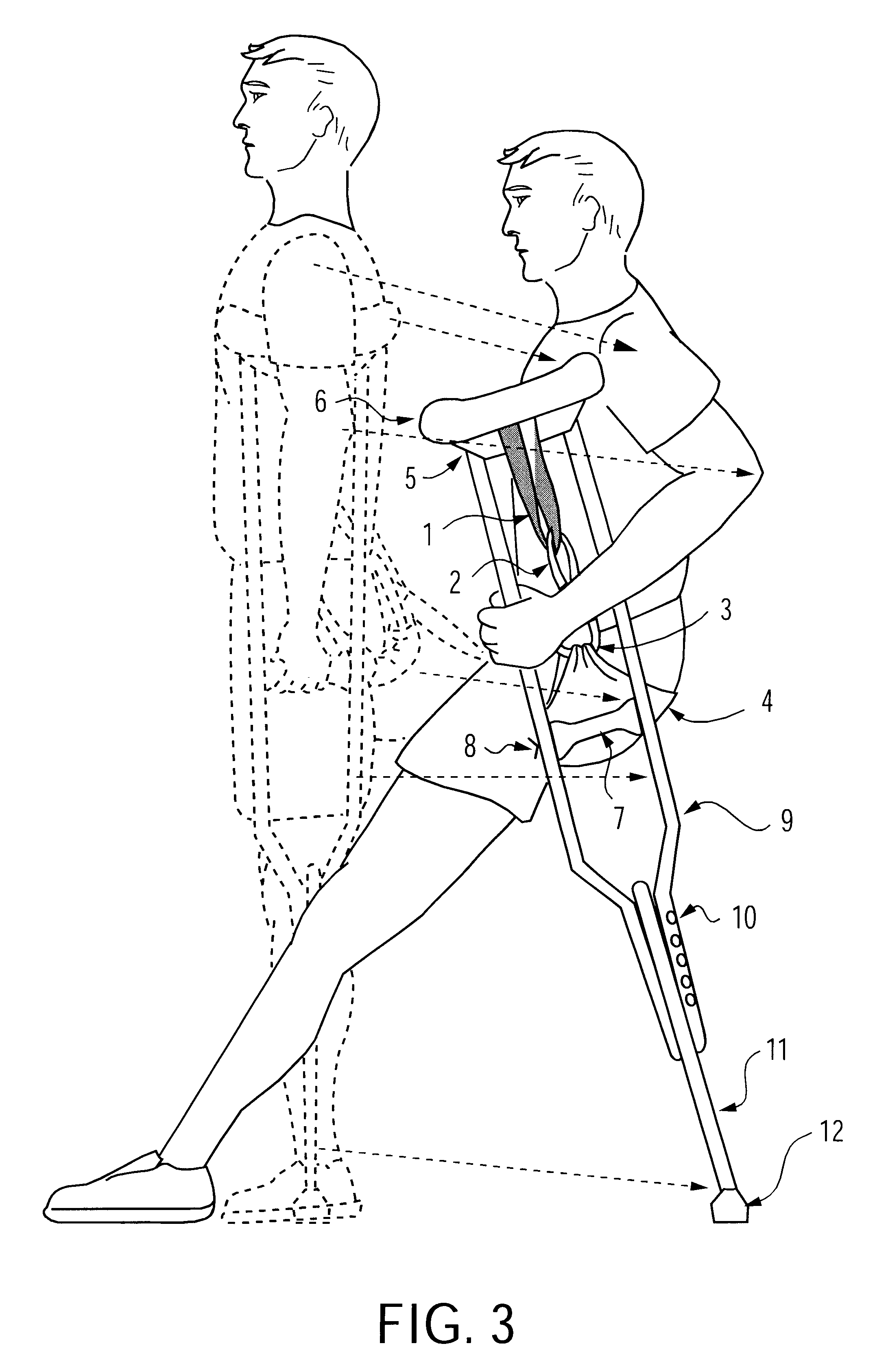 Seat suspended between crutches