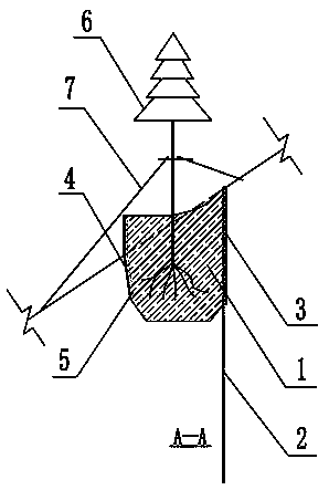 Soil steep slope arbor planting pit structure and arbor planting method