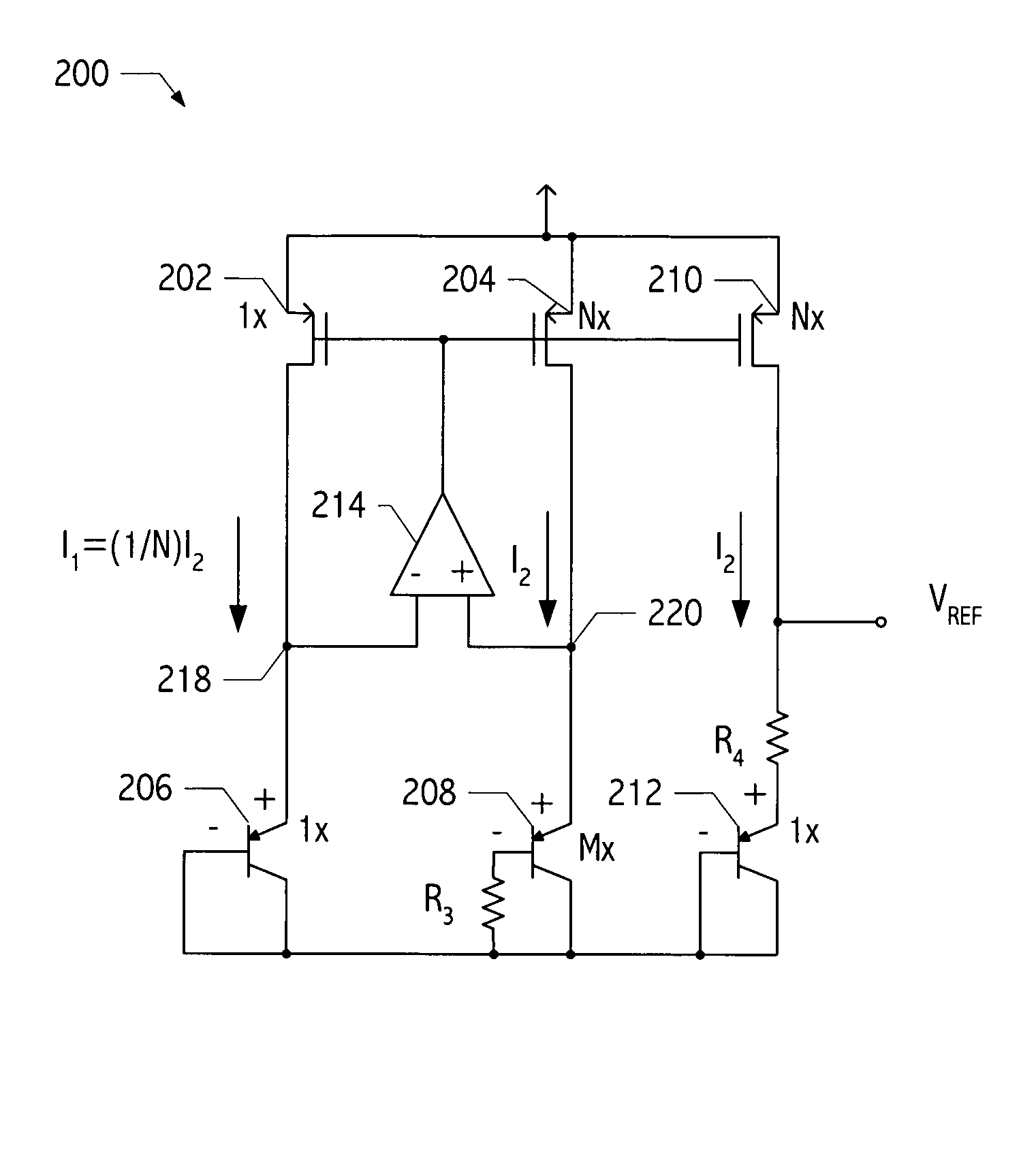 Voltage reference generator circuit using low-beta effect of a CMOS bipolar transistor