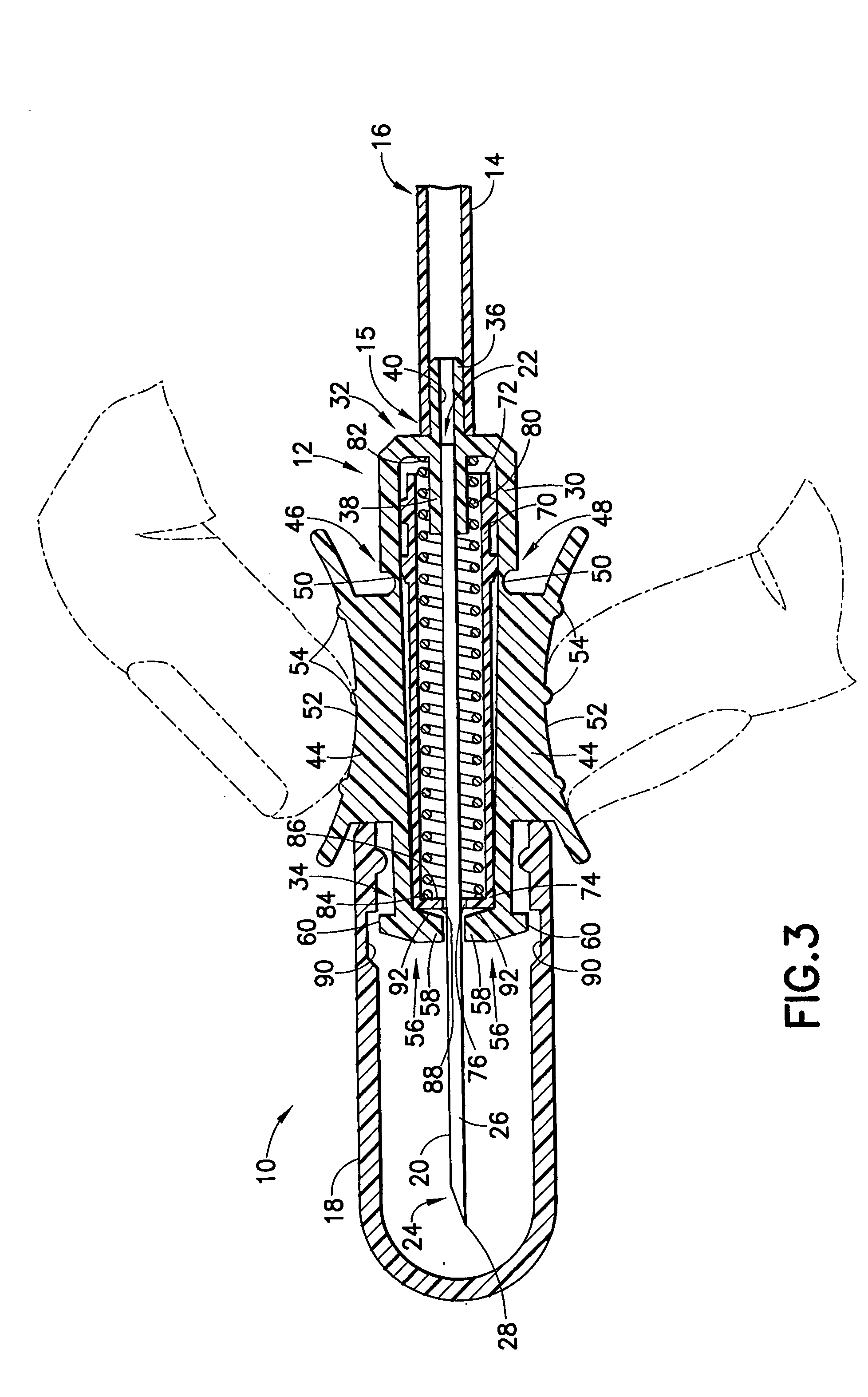 Forward-shielding blood collection set