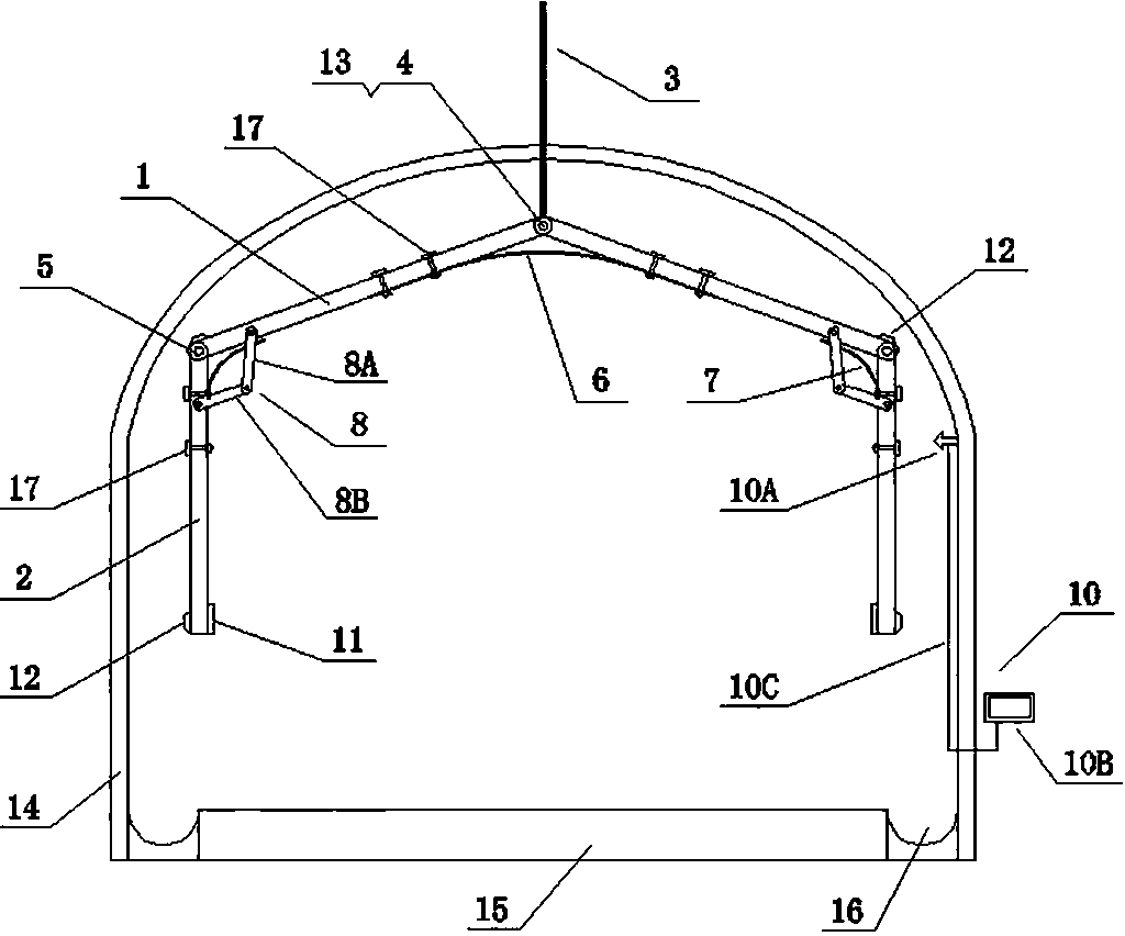 Movable suspended protection rib plate supporting structure for roadway