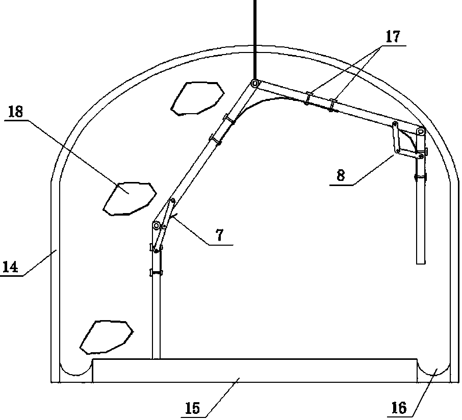 Movable suspended protection rib plate supporting structure for roadway