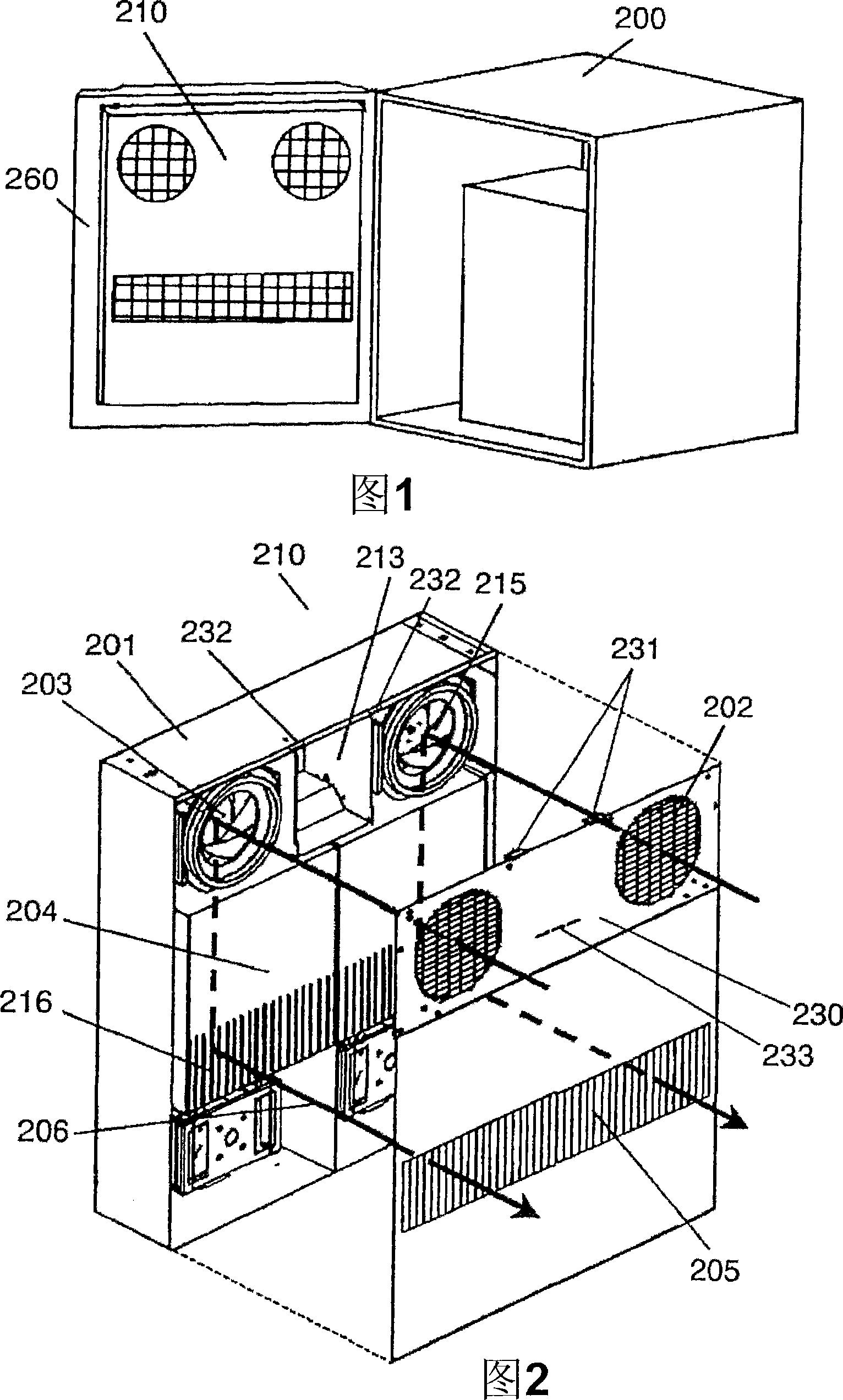 Cooler for heater-containing box