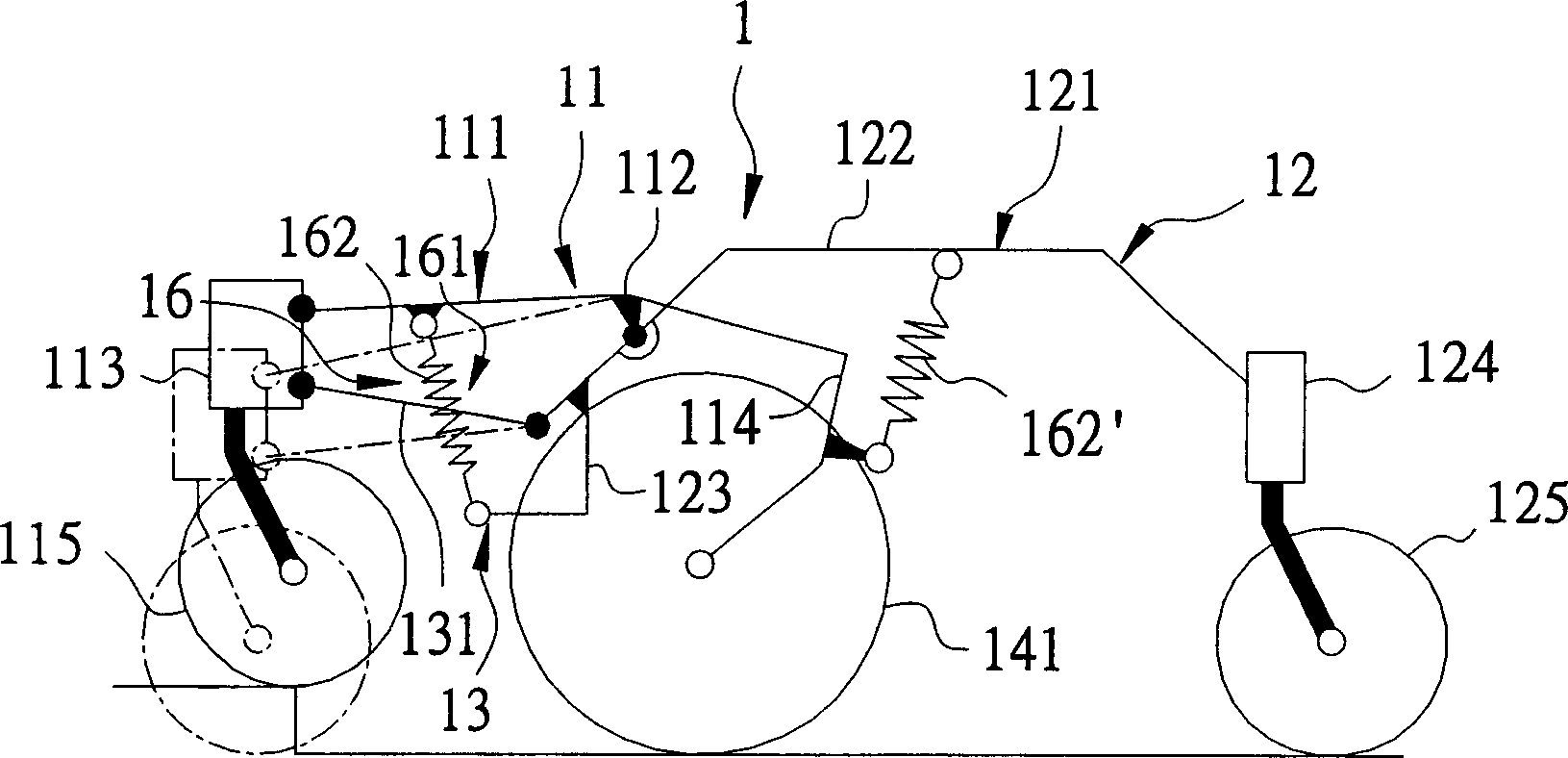 Power-driven wheelchair chassis device