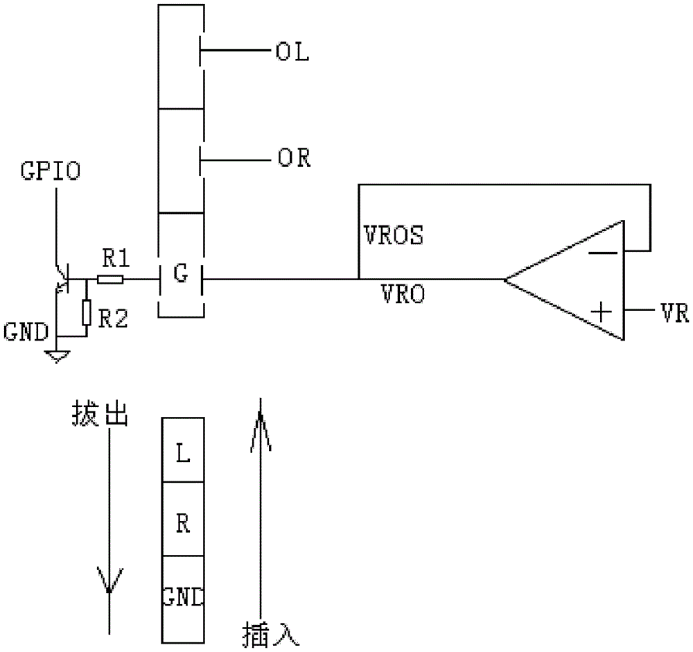 A direct drive circuit and method for plugging and unplugging detection of audio wires