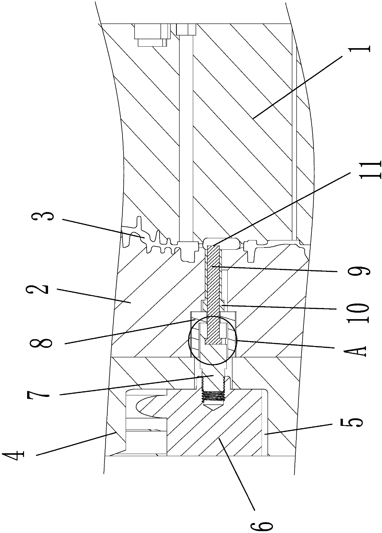 Compensation structure of die pressed casting aluminum