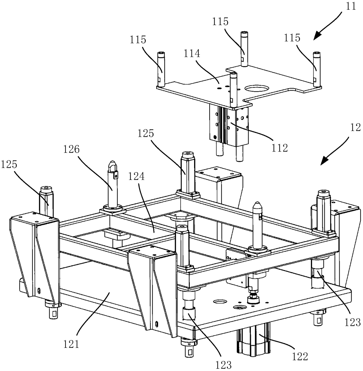 Device and method for on-line tray inversion of automobile seat