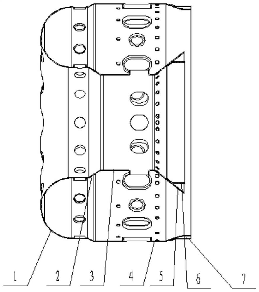 Assembling and welding machining method for semi-closed flame tube with deep U-shaped rotary section