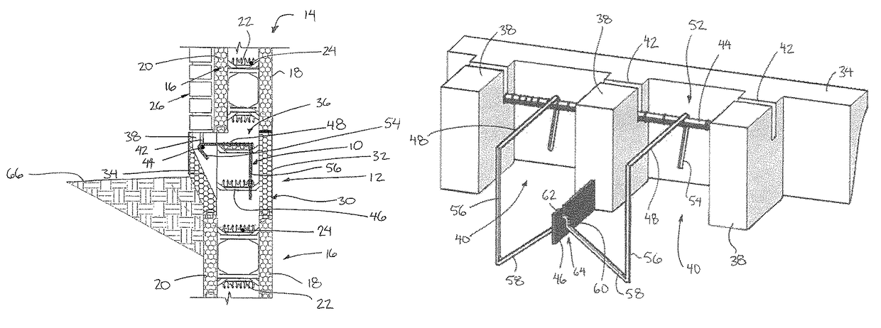 Insulated concrete ledge form reinforcement member