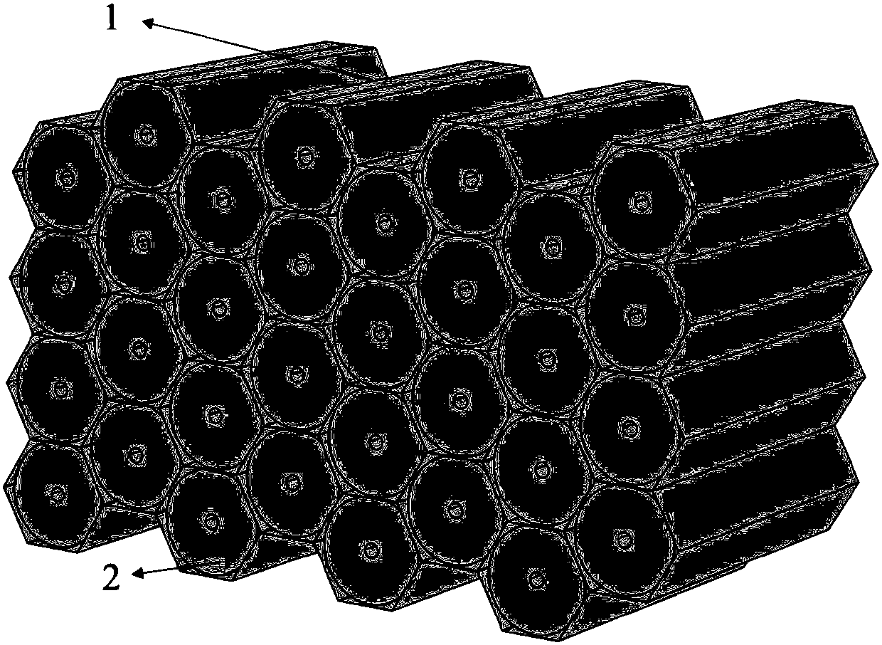 Stacked battery pack based on honeycomb structure