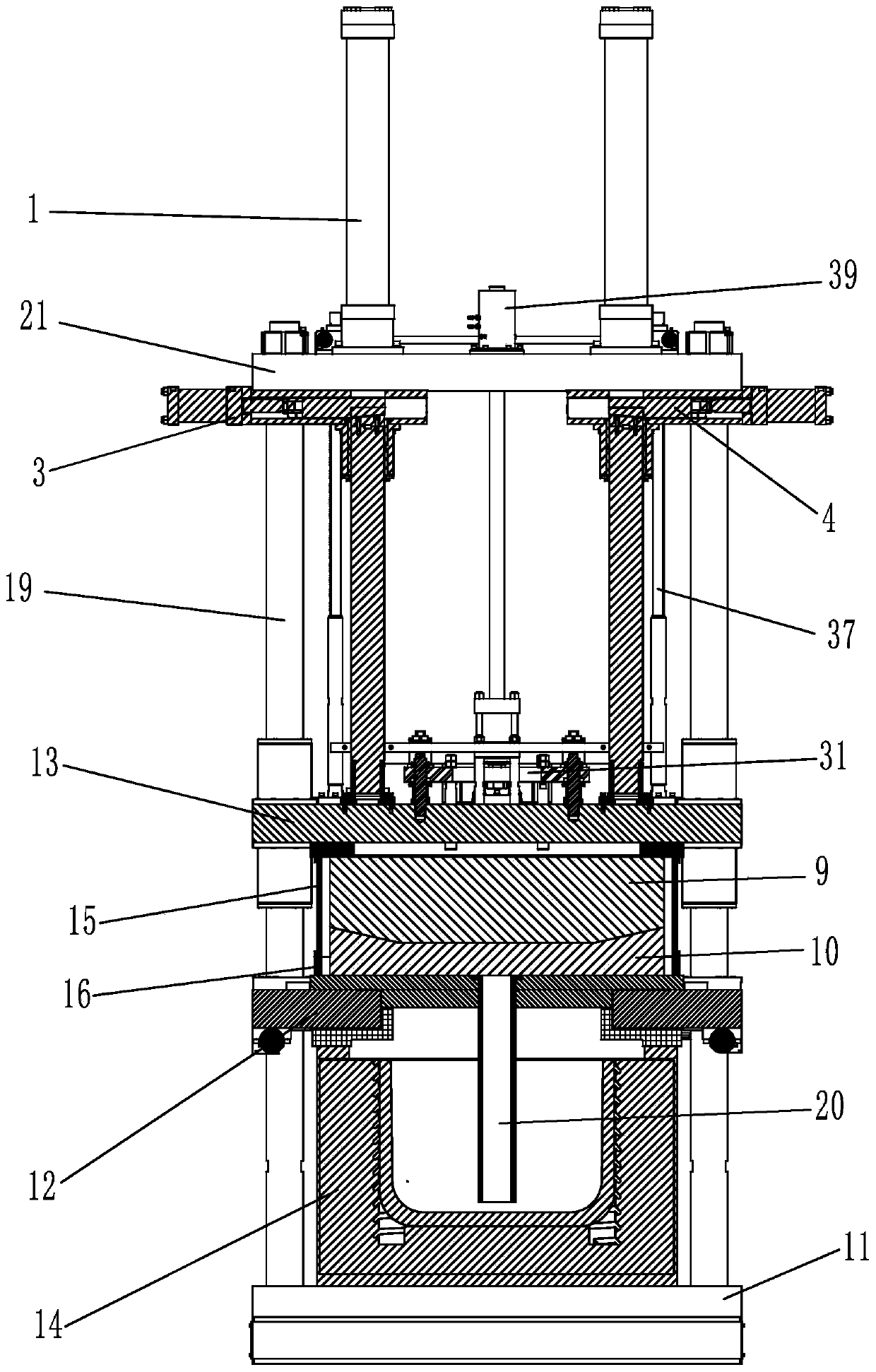 Fast mould clamping device for casting machine