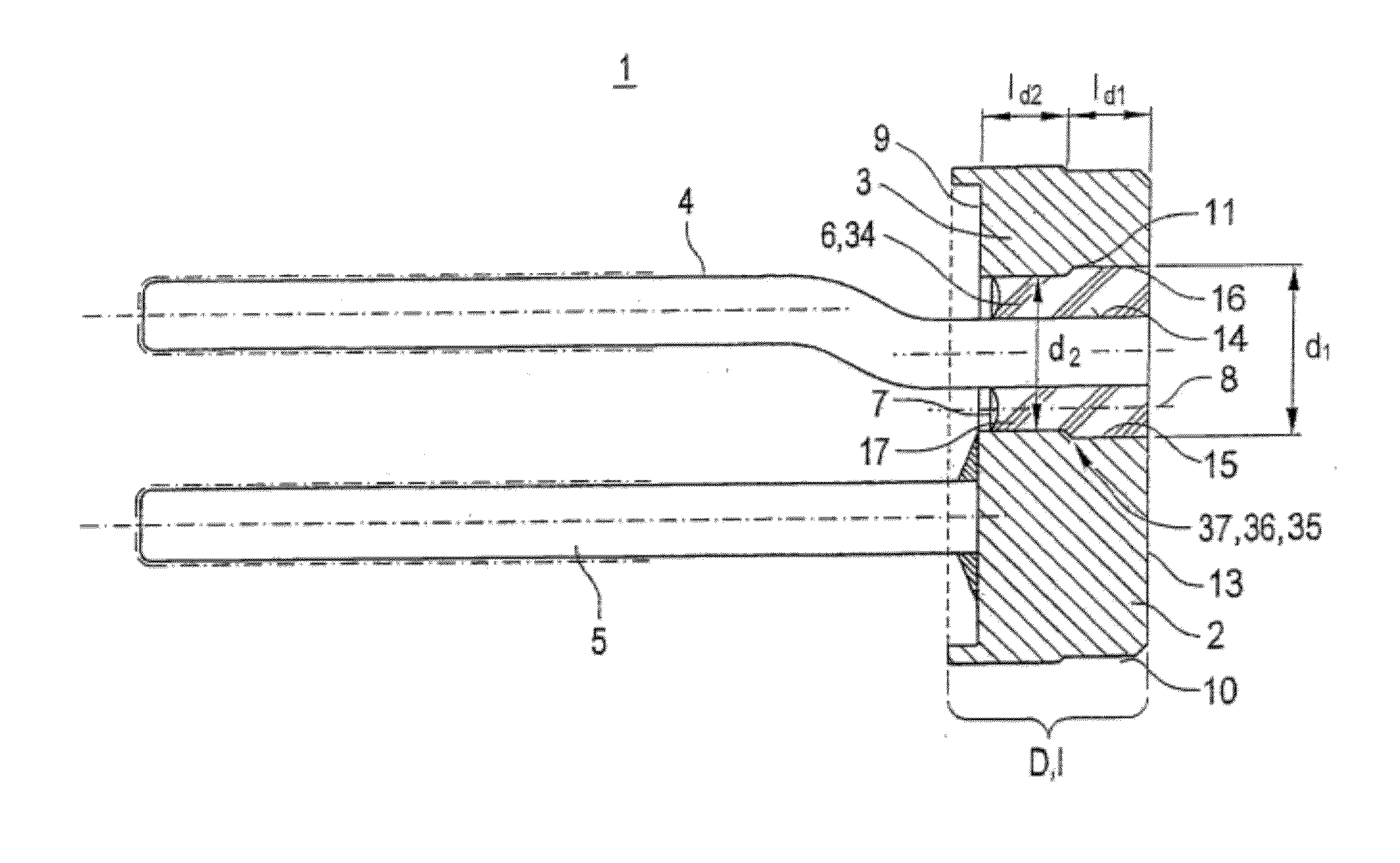 Metal-sealing material-feedthrough and utilization of the metal-sealing material feedthrough with an airbag, a belt tensioning device, and an ignition device