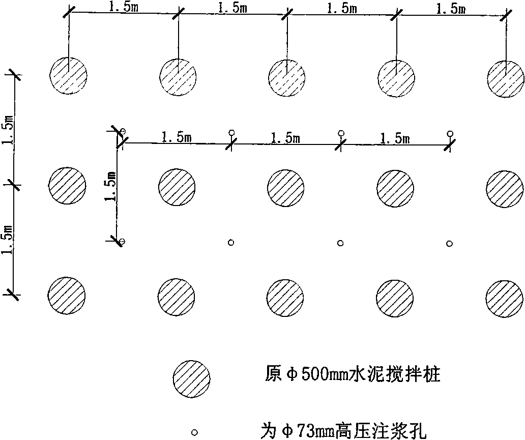 Given force splitting mud jacking enhancement type composite foundation construction method