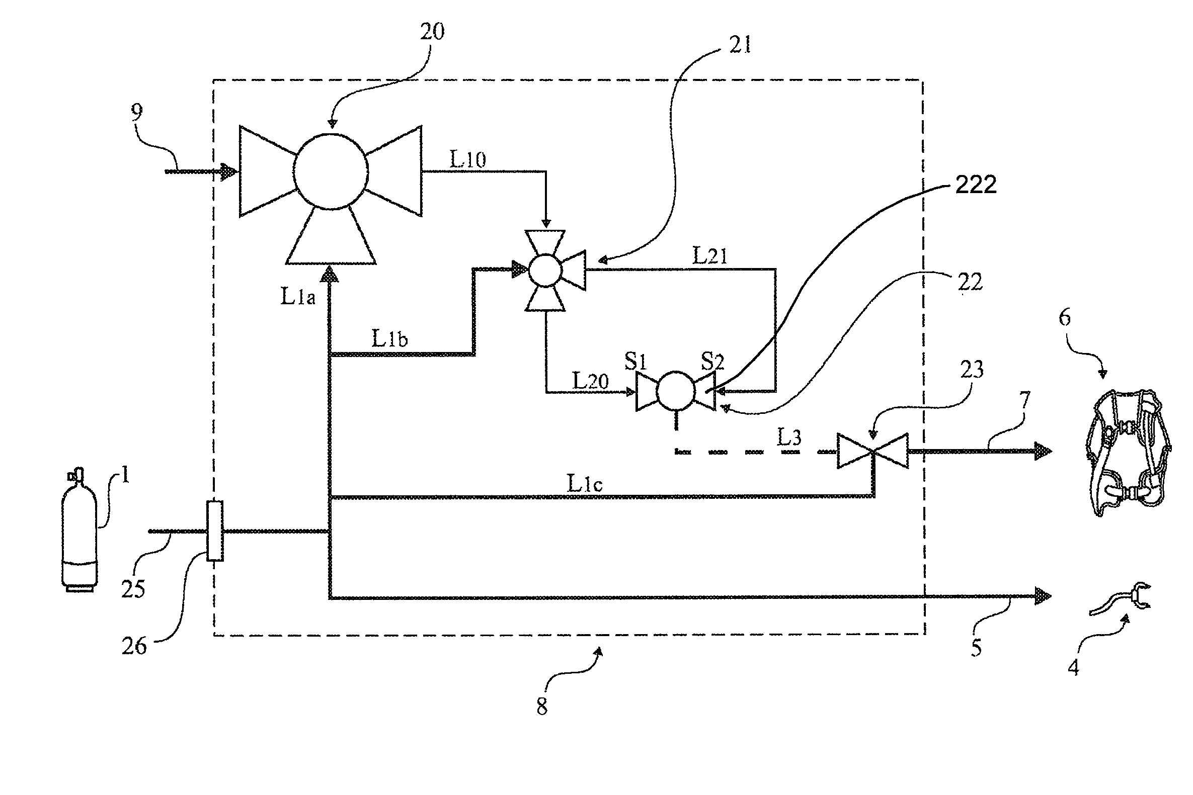 Safety device, diving equipment and safety method for scuba diving