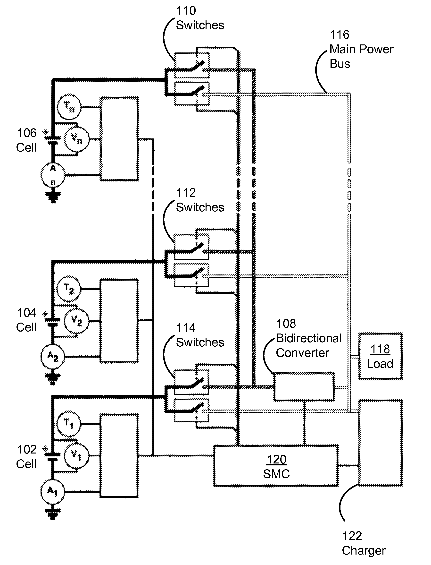 Parallel battery architecture with shared bidirectional converter