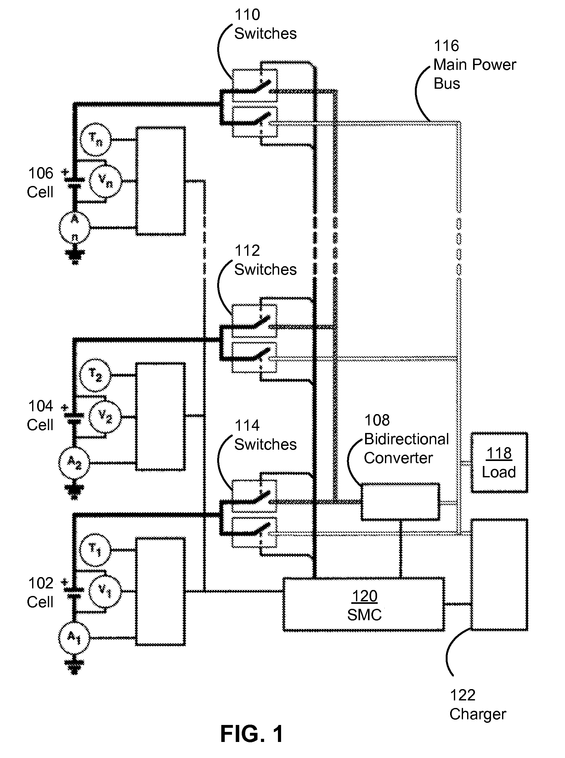 Parallel battery architecture with shared bidirectional converter