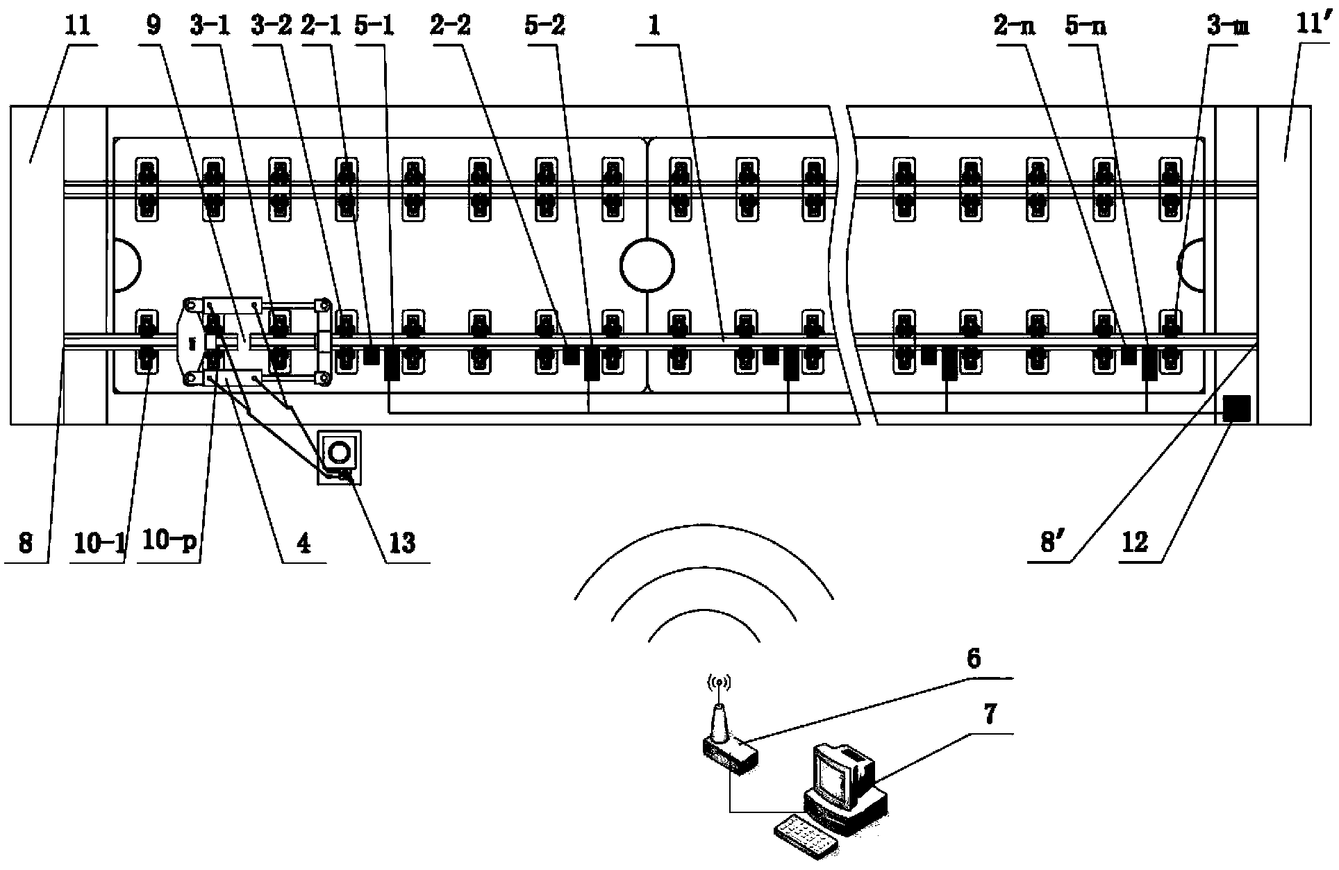 Experimental method for measuring distribution of breaking longitudinal force of steel rail of railway