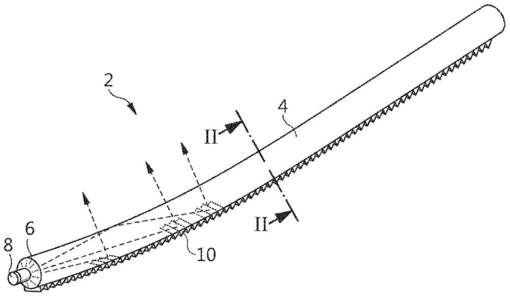 Light guide with means for compensating progressive loss of light along the light guide