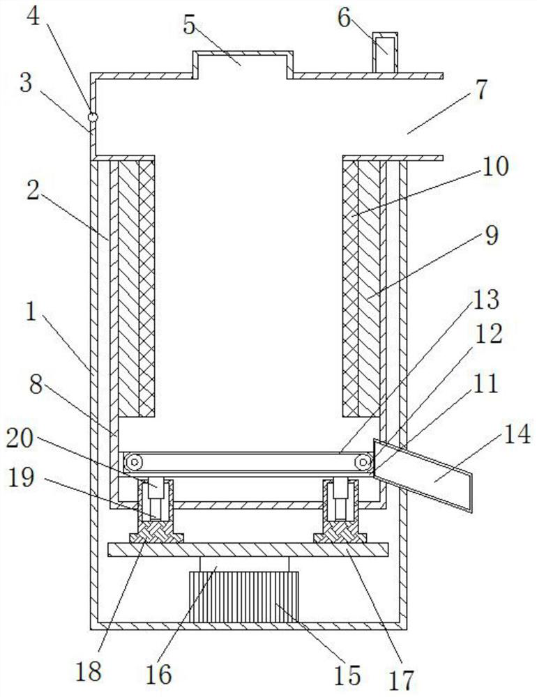 A drug centrifugal drying device using the principle of desiccant water absorption