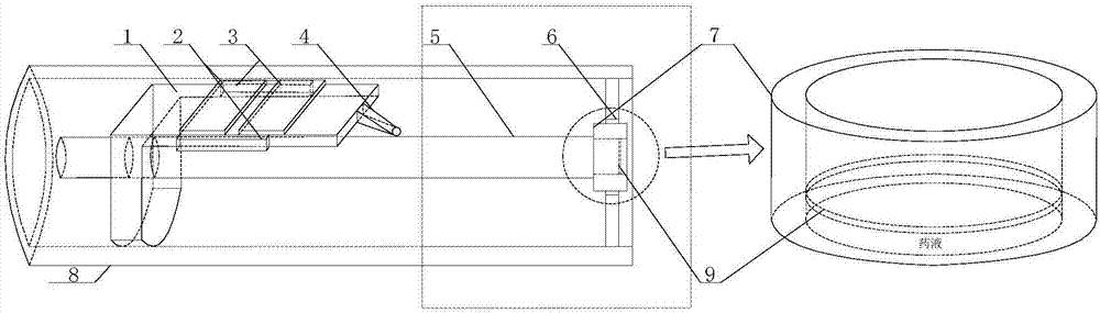 Ultrasonic medicine liquid permeation promoting device for gastrointestinal tract based on piezoelectric drive and working method of ultrasonic medicine liquid permeation promoting device