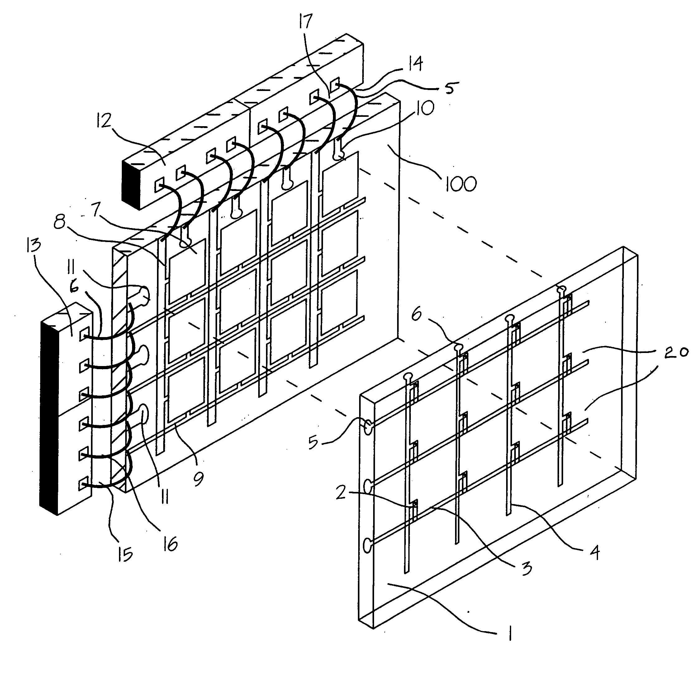 Method and device for flat panel emissive display using shielded or partially shielded sensors to detect user screen inputs