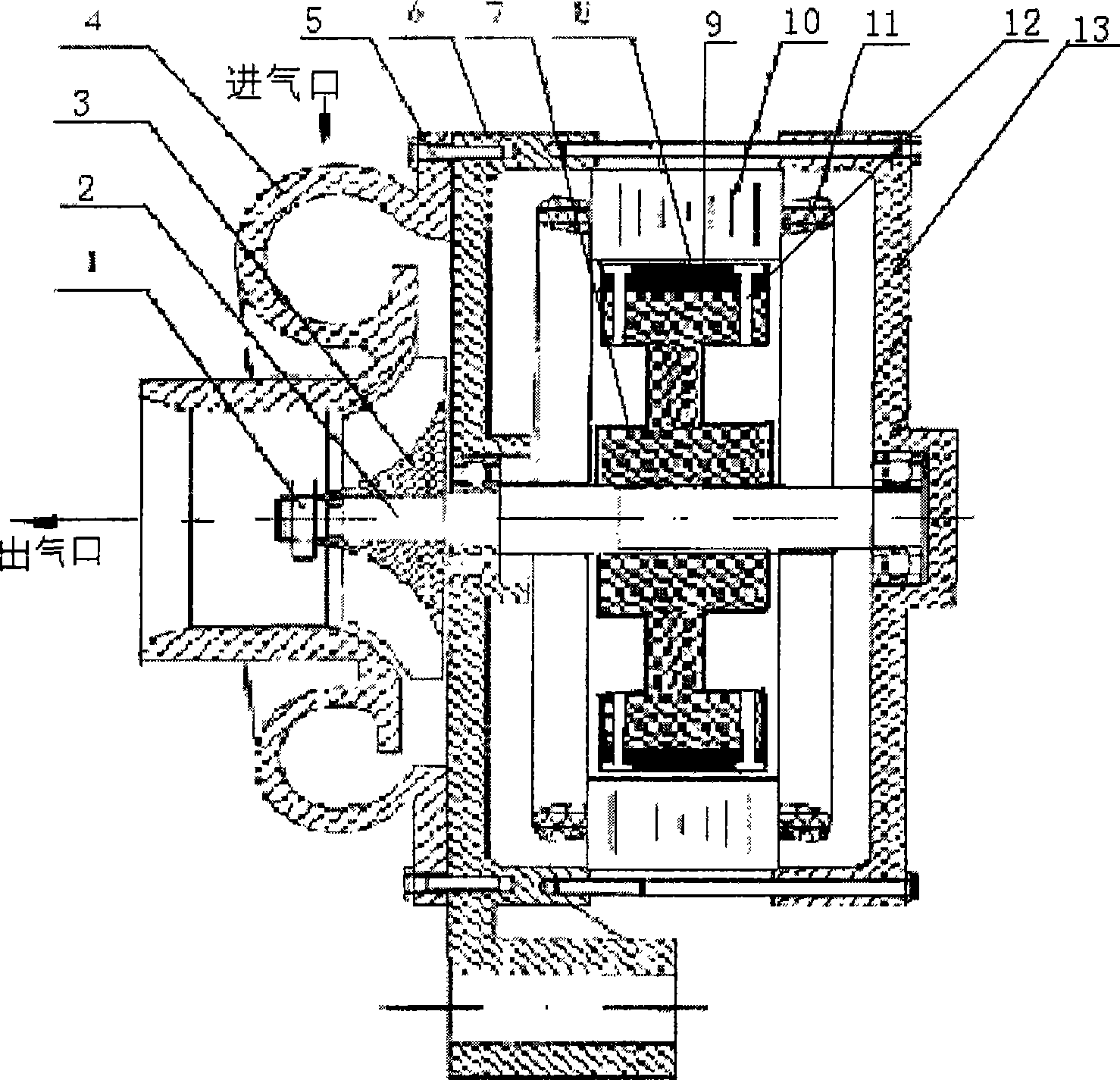 Vehicle waste gas driving three-phase generator