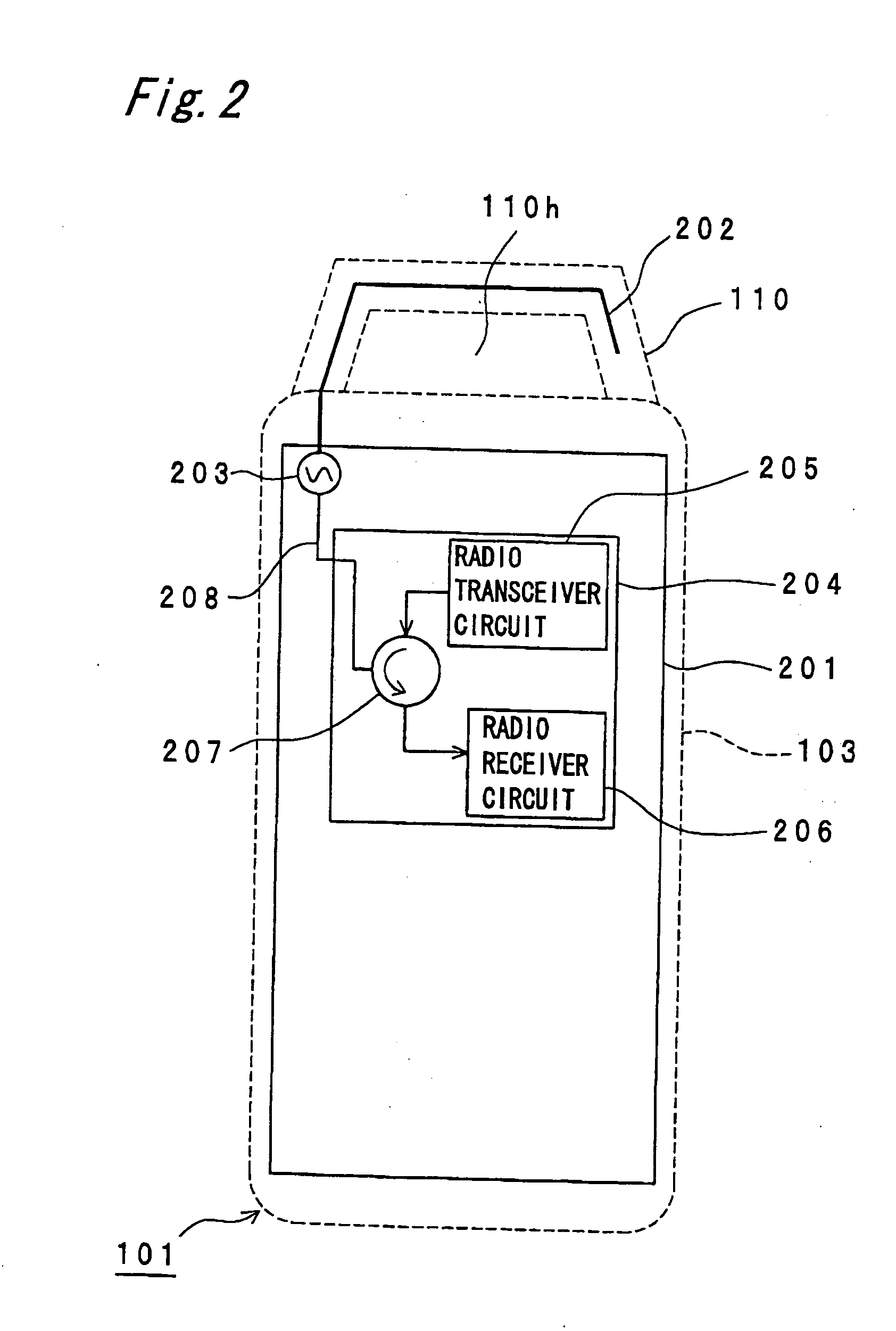 Portable radio communication apparatus provided with boom portion with through hole