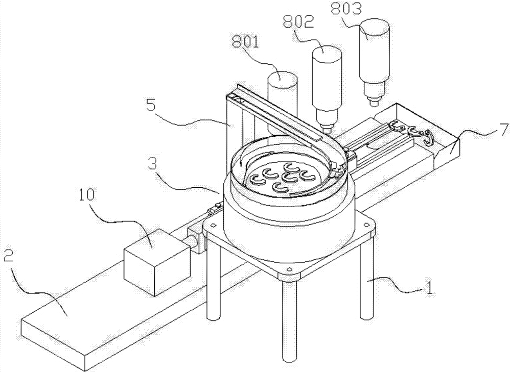 Automatic production device for precise machining of rotating pin holes of ratchet wrench heads