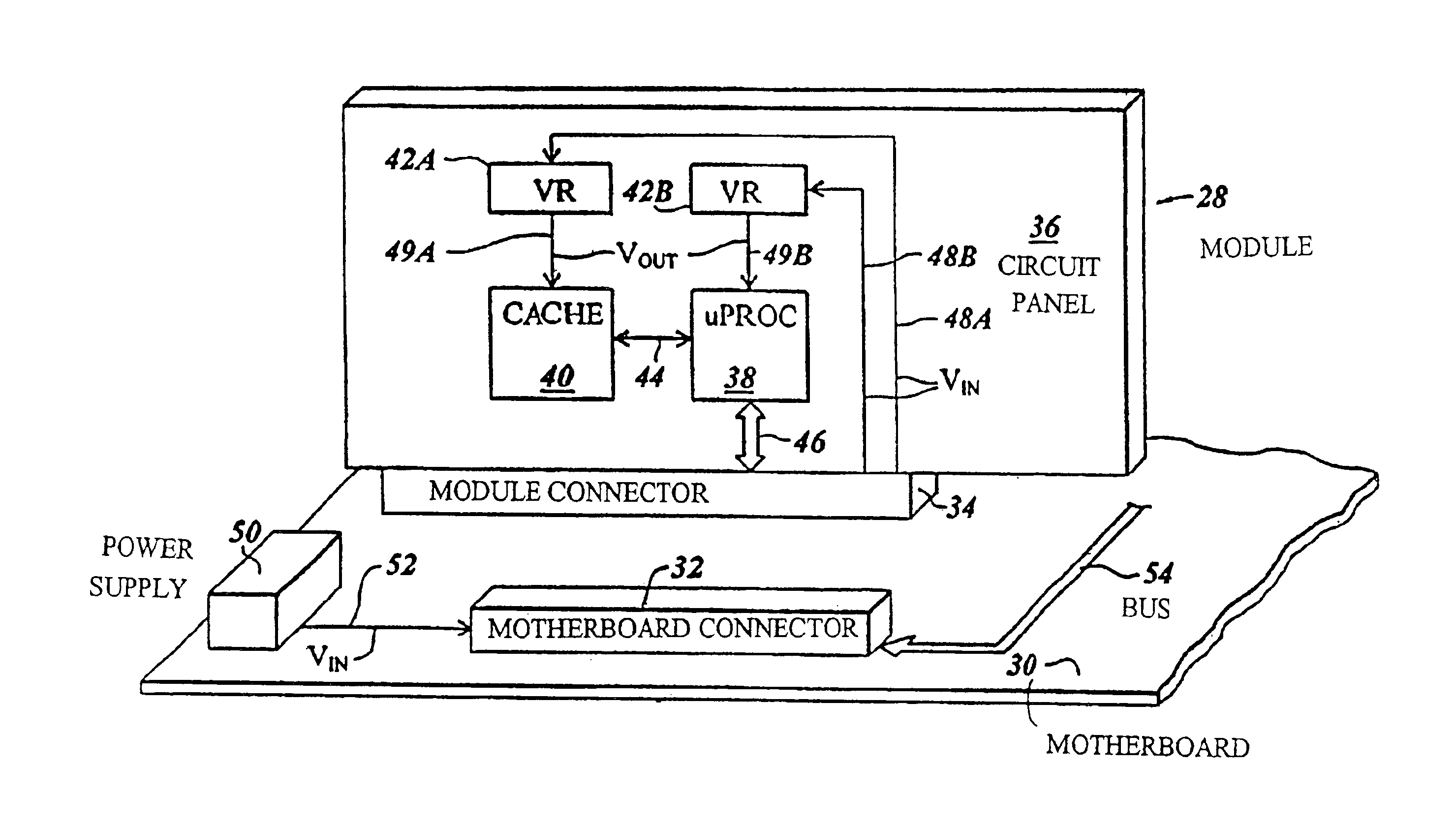 Microprocessor module with integrated voltage regulators