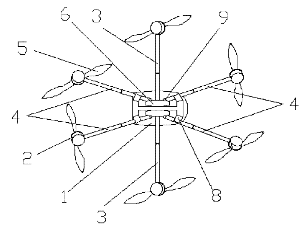 Foldable six-axis multi-rotor aircraft