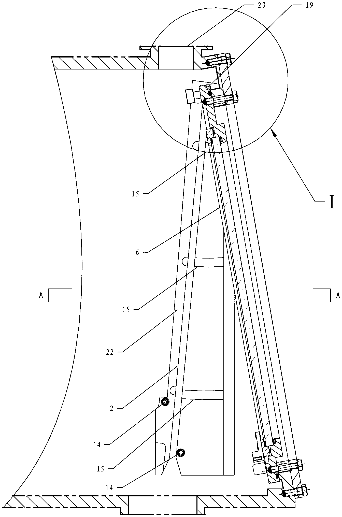 Reverse mounting type locking device for large aperture vacuum sealing elements