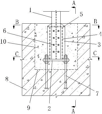 A narrow-flange steel column expanded airfoil column foot and its construction technology