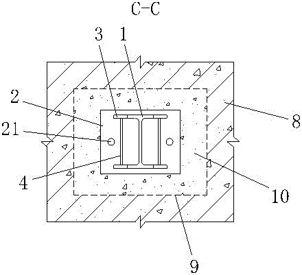 A narrow-flange steel column expanded airfoil column foot and its construction technology