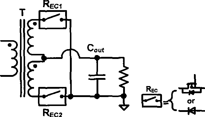 Symmetrical rectifying circuit having output current ripple cancellation function