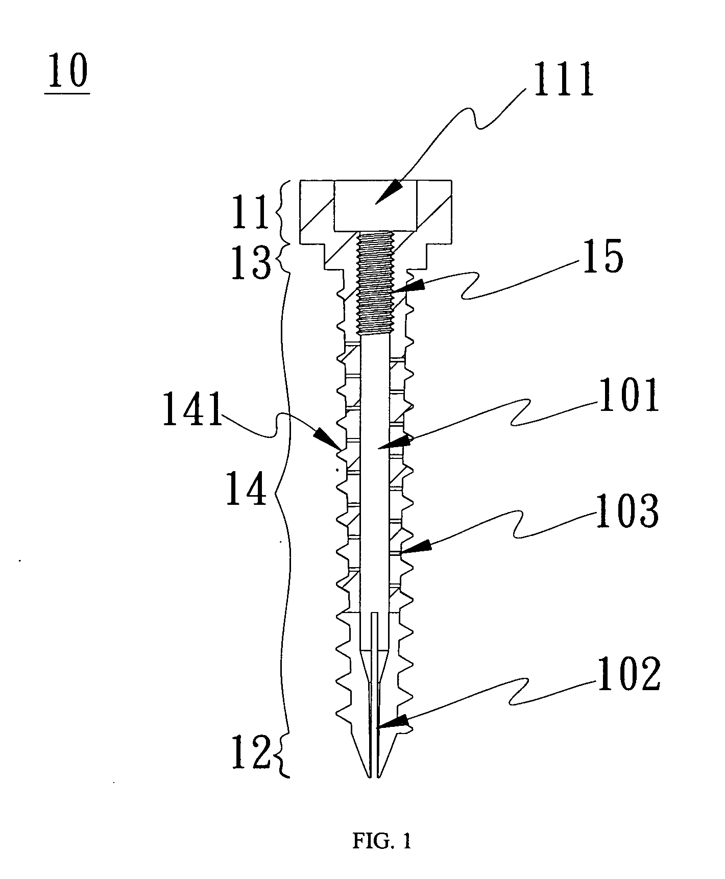 Expansion screw set and hollow nail and interior nail thereof