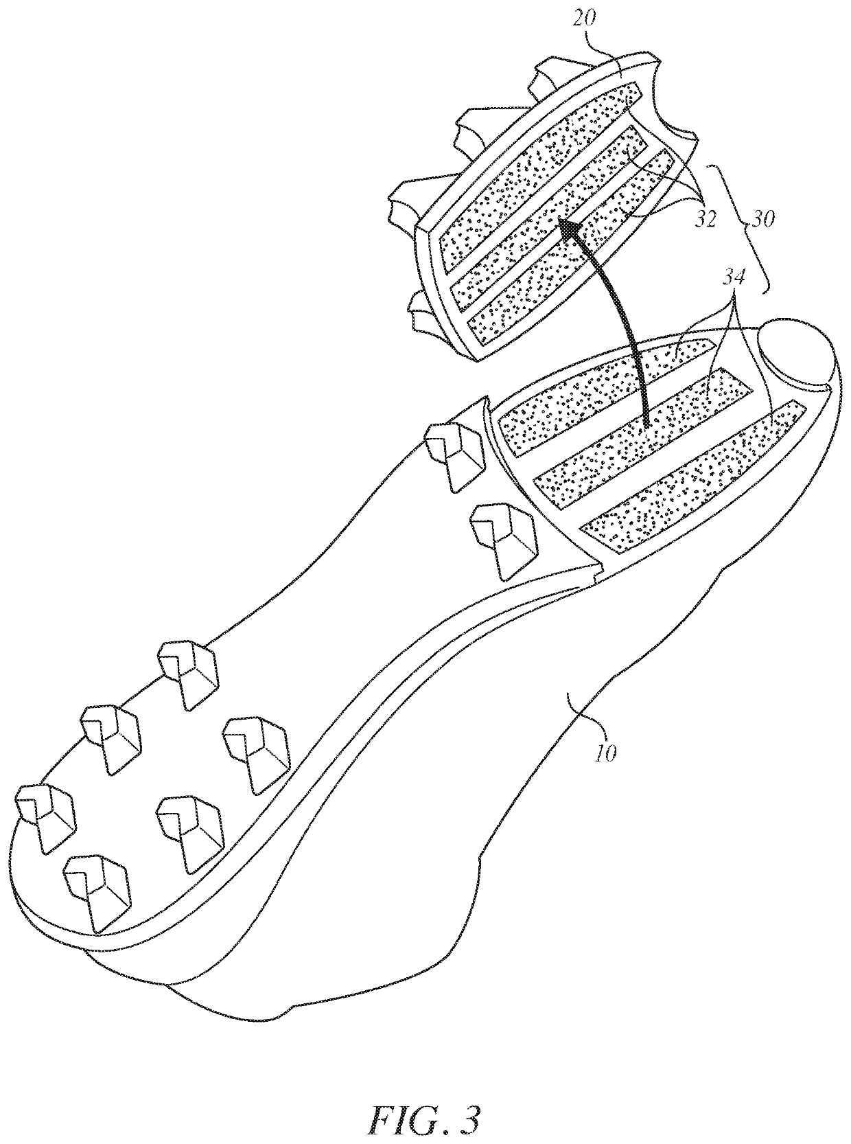 Athletic sports shoe with cleated scaffold that dissociates from the underside of the shoe to reduce/prevent knee injury