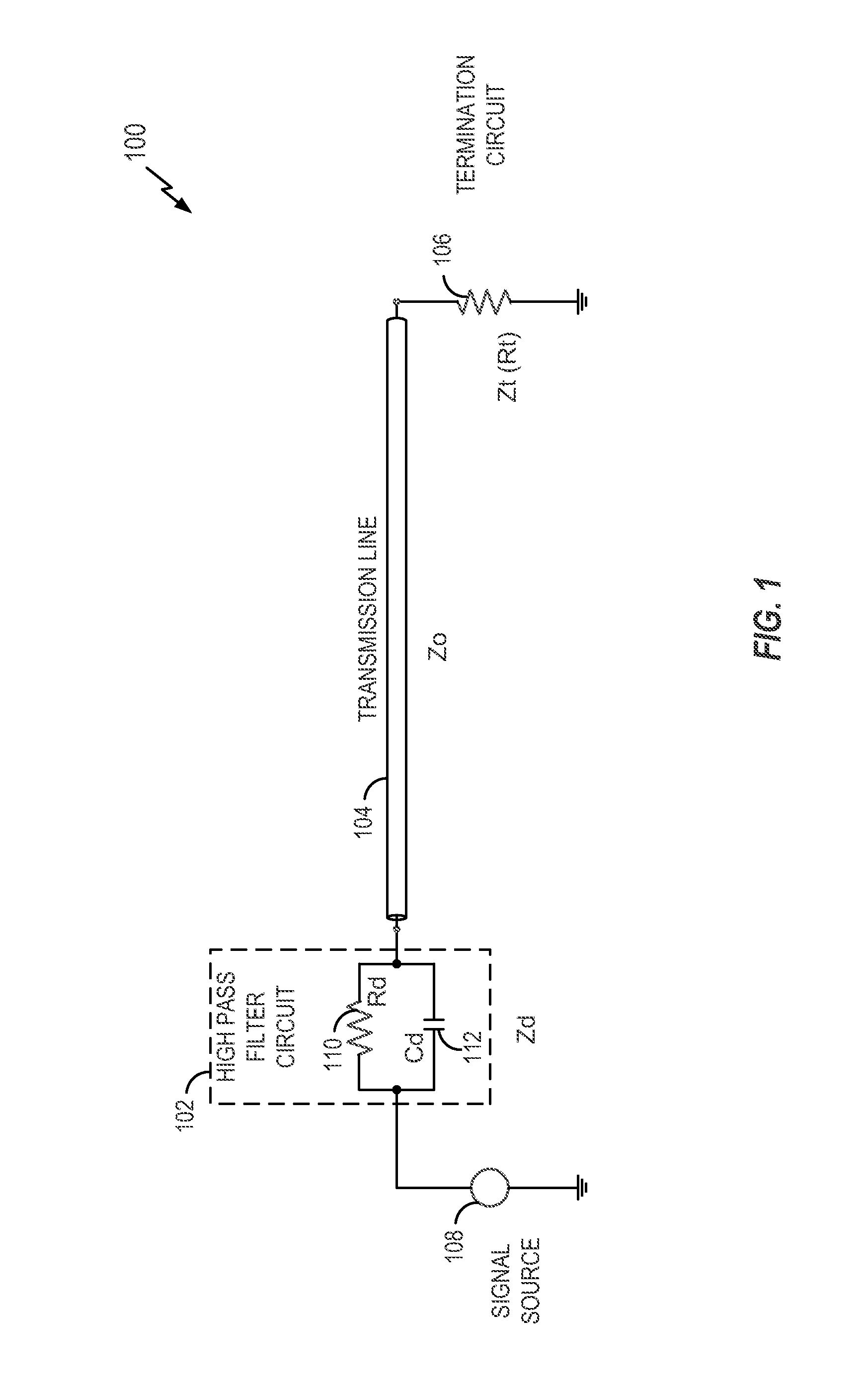 Signal interconnect with high pass filter