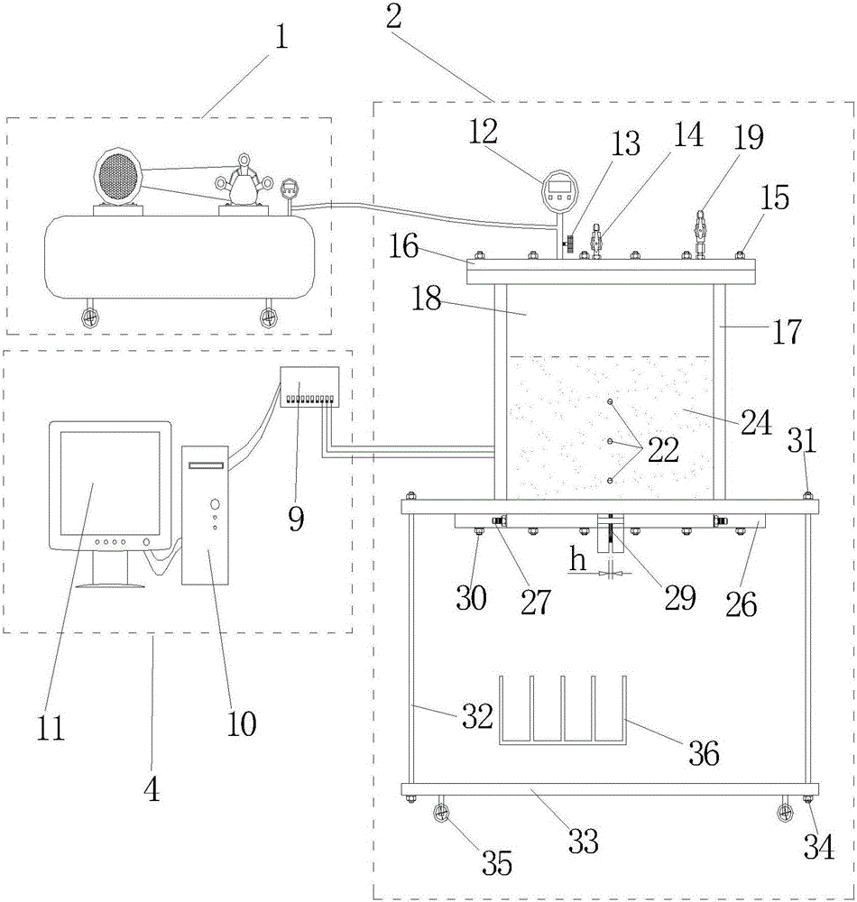 Pipe piece elastic sealing gasket water tightness testing method considering soil body influences