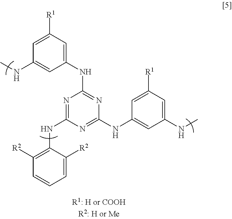 Triazine-ring-containing polymer and composition containing same